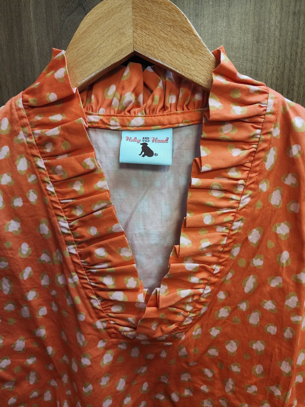 Haley and the Hound Orange Ruffle V-Neck Tunic Top